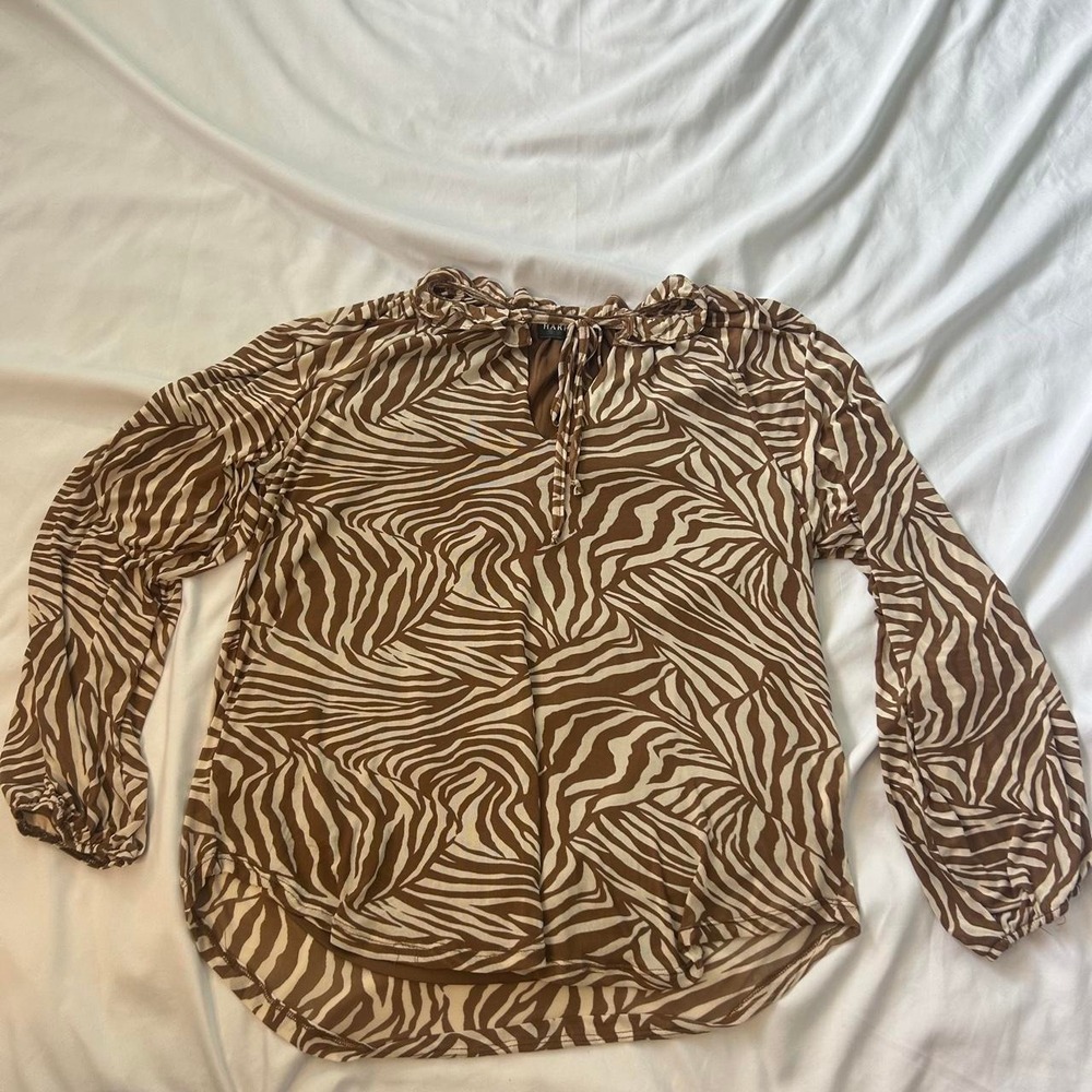 Zebra Print Micro Mesh Long Sleeve Top